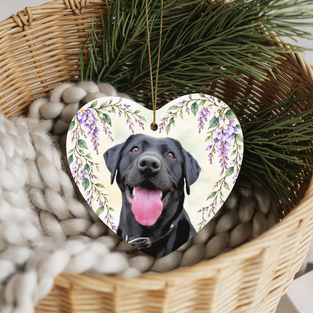 Floral Pet Photo Heart Ornament