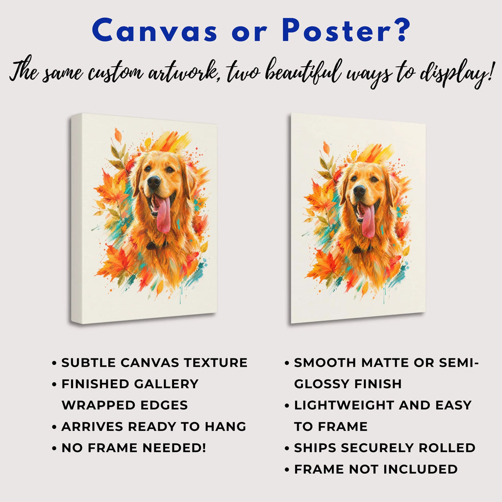 Custom Fall Watercolor Pet Portrait Canvas