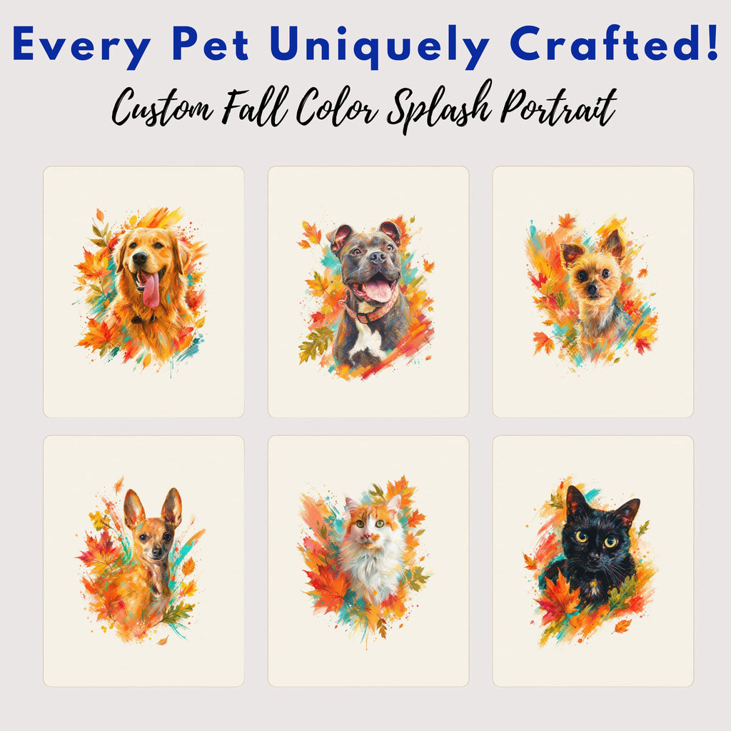 Custom Fall Watercolor Pet Portrait Canvas