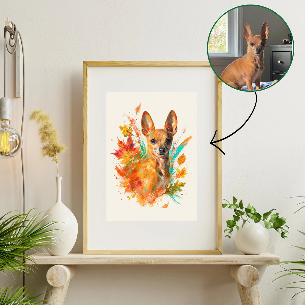 Custom Fall Watercolor Pet Portrait Canvas