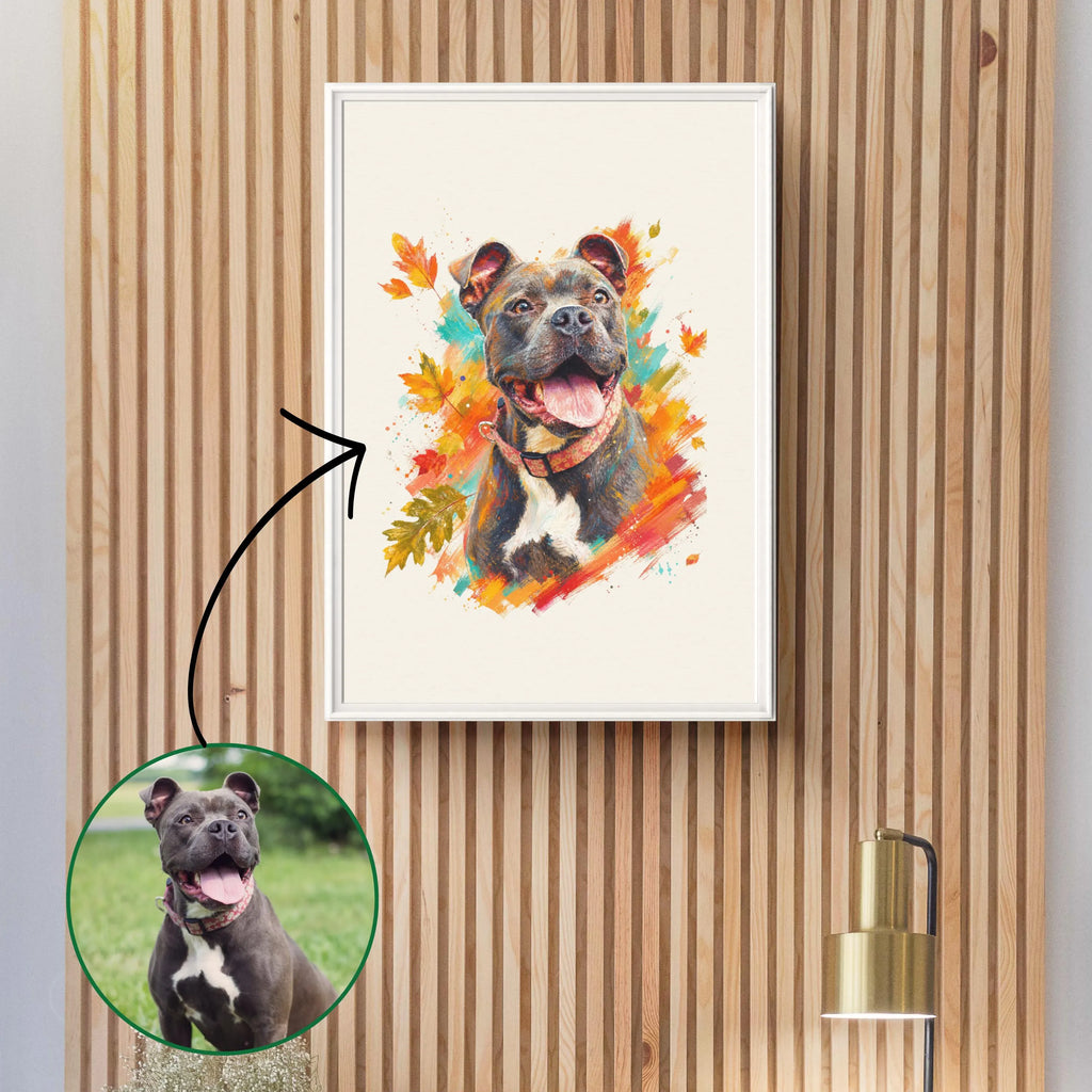 Custom Fall Watercolor Pet Portrait Canvas
