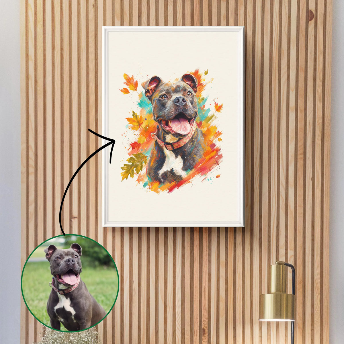 Custom Fall Watercolor Pet Portrait Canvas