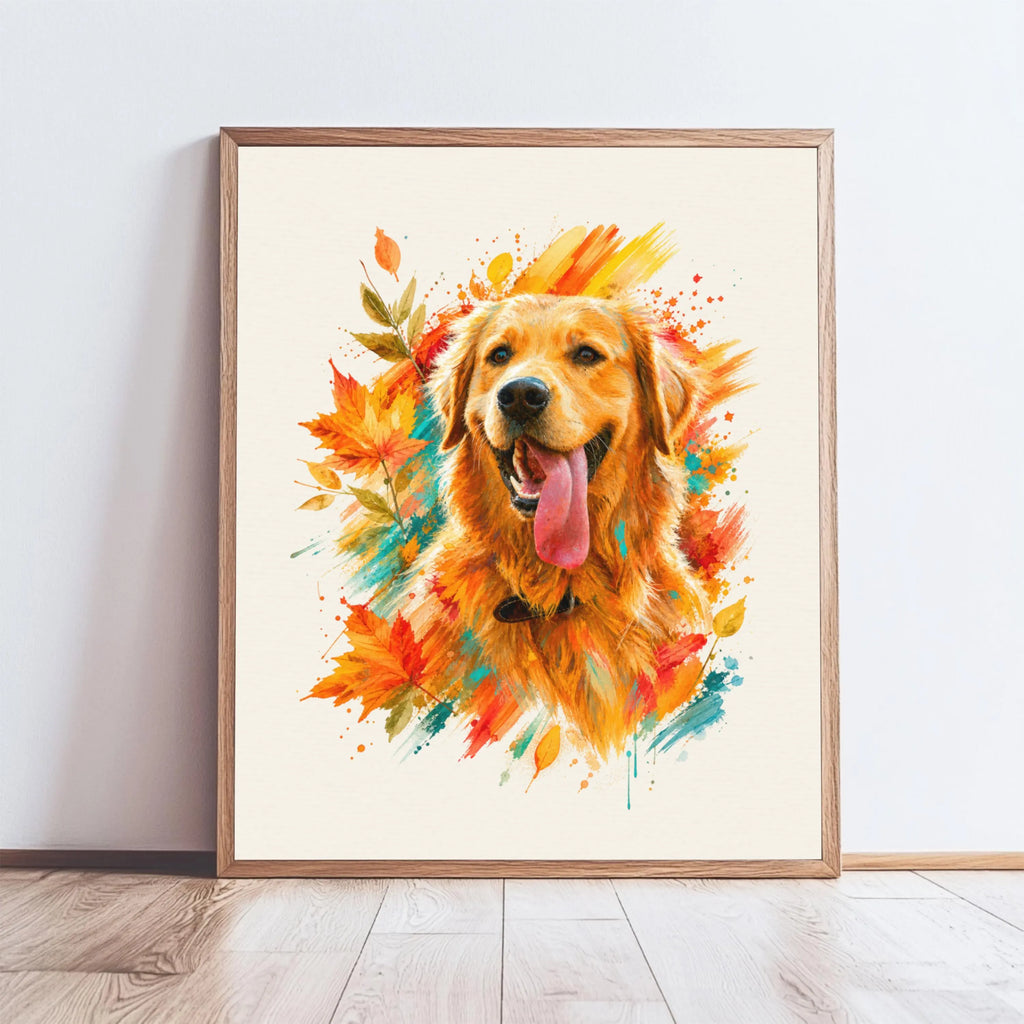 Custom Fall Watercolor Pet Portrait Canvas