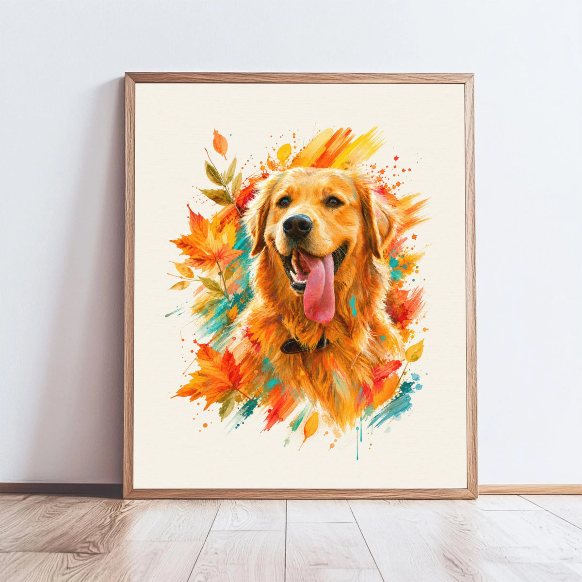 Custom Fall Watercolor Pet Portrait Canvas