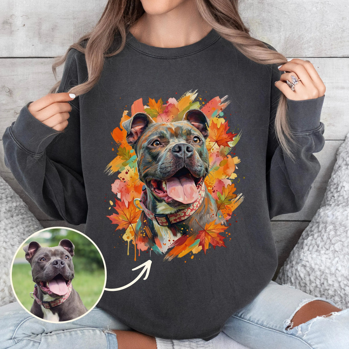 Custom Fall Pet Portrait Sweatshirt