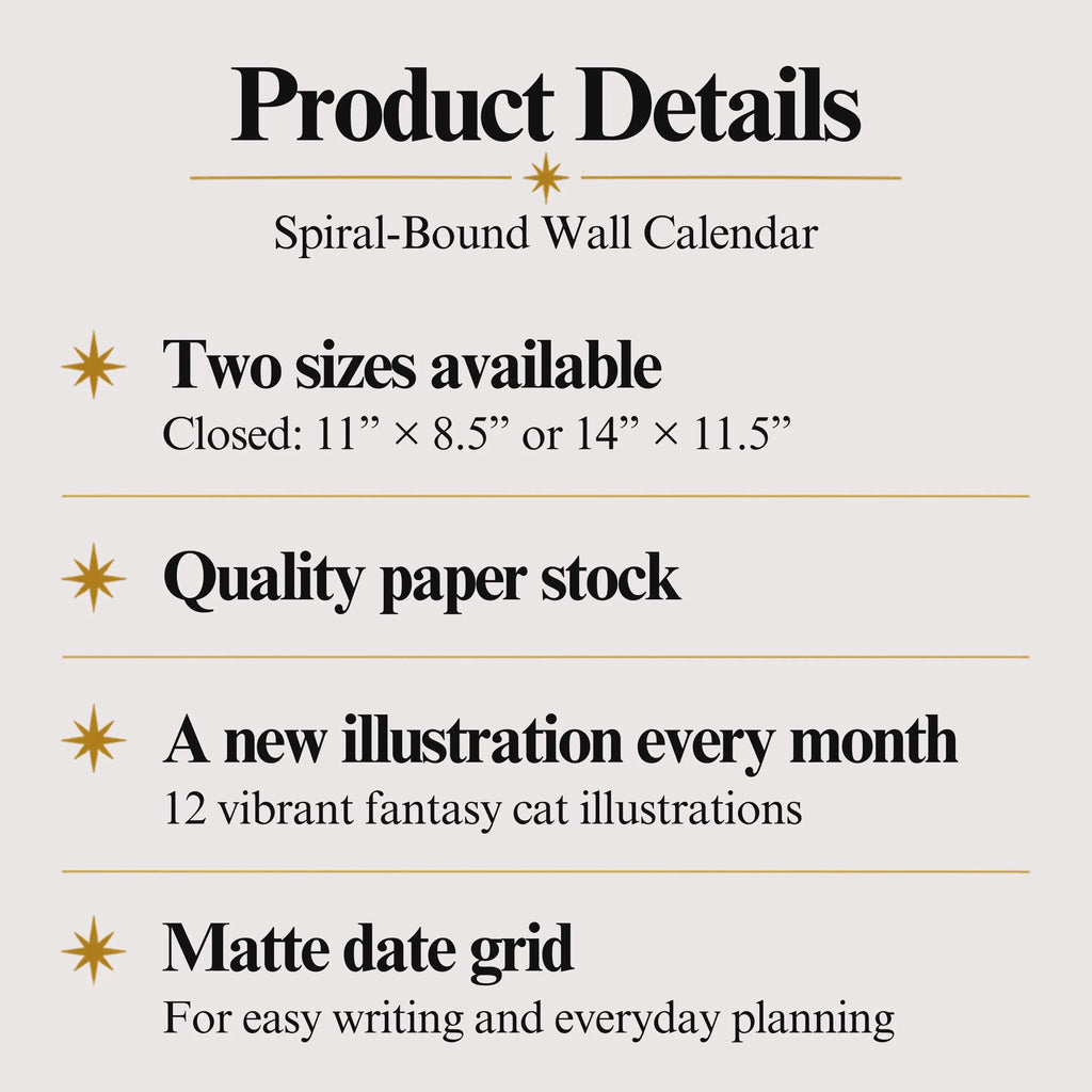 2027 Cat Desk Calendar – Fantasy Wizard