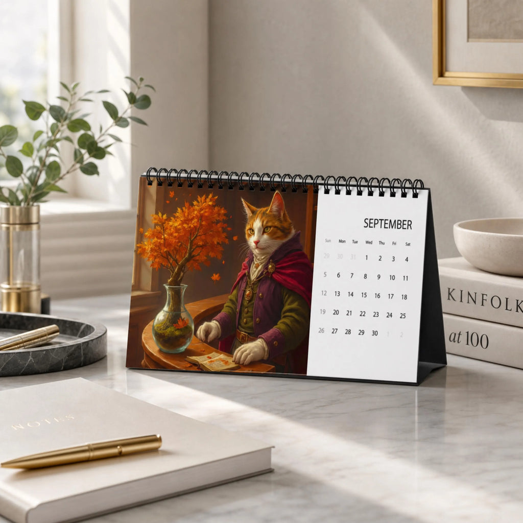 2027 Cat Desk Calendar – Fantasy Wizard