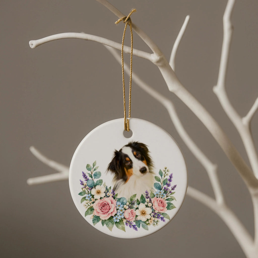 Floral Custom Cat Photo Ornament