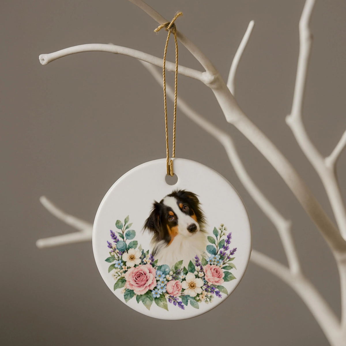 Floral Custom Cat Photo Ornament