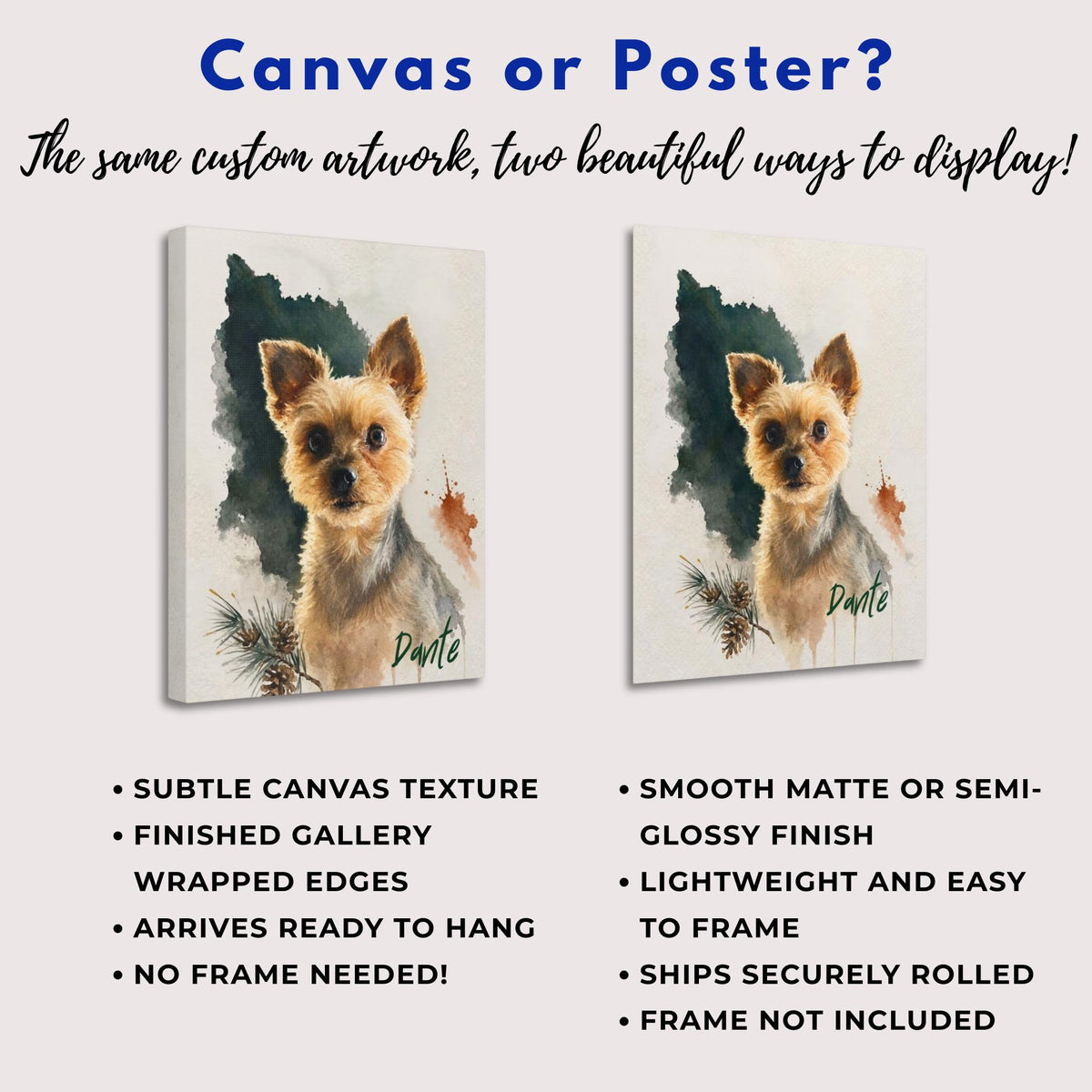 Custom Watercolor Pet Portrait with Name