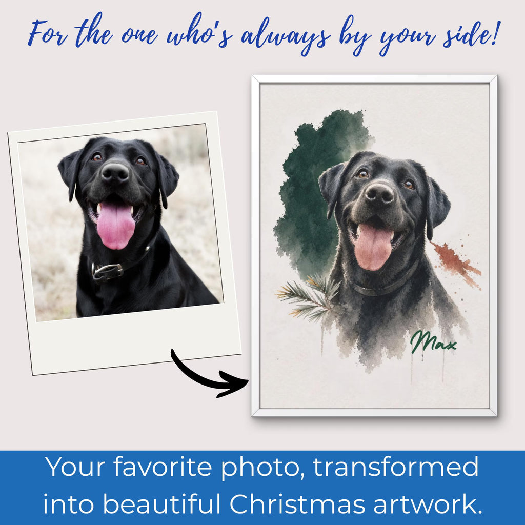 Custom Watercolor Pet Portrait with Name