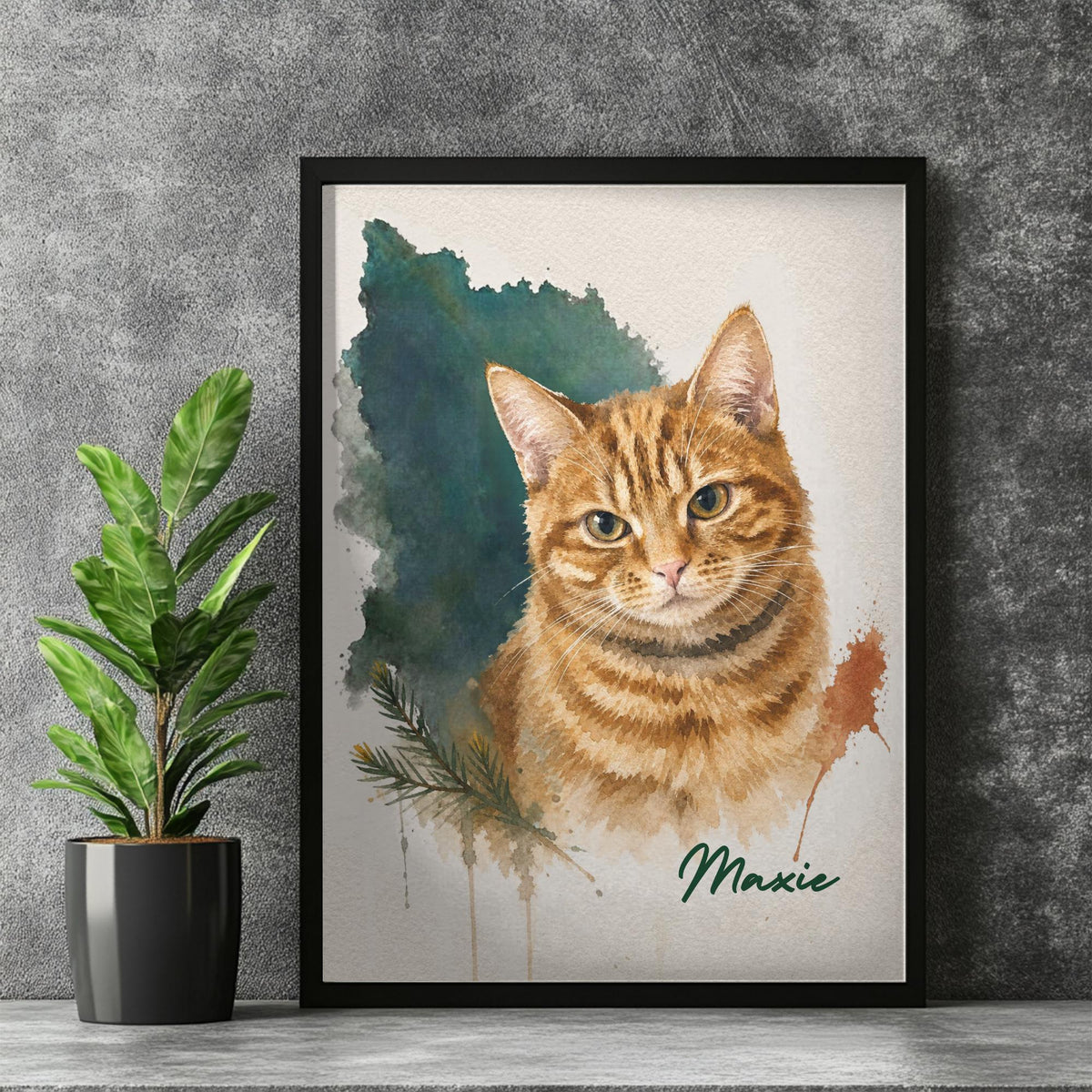 Custom Watercolor Pet Portrait with Name