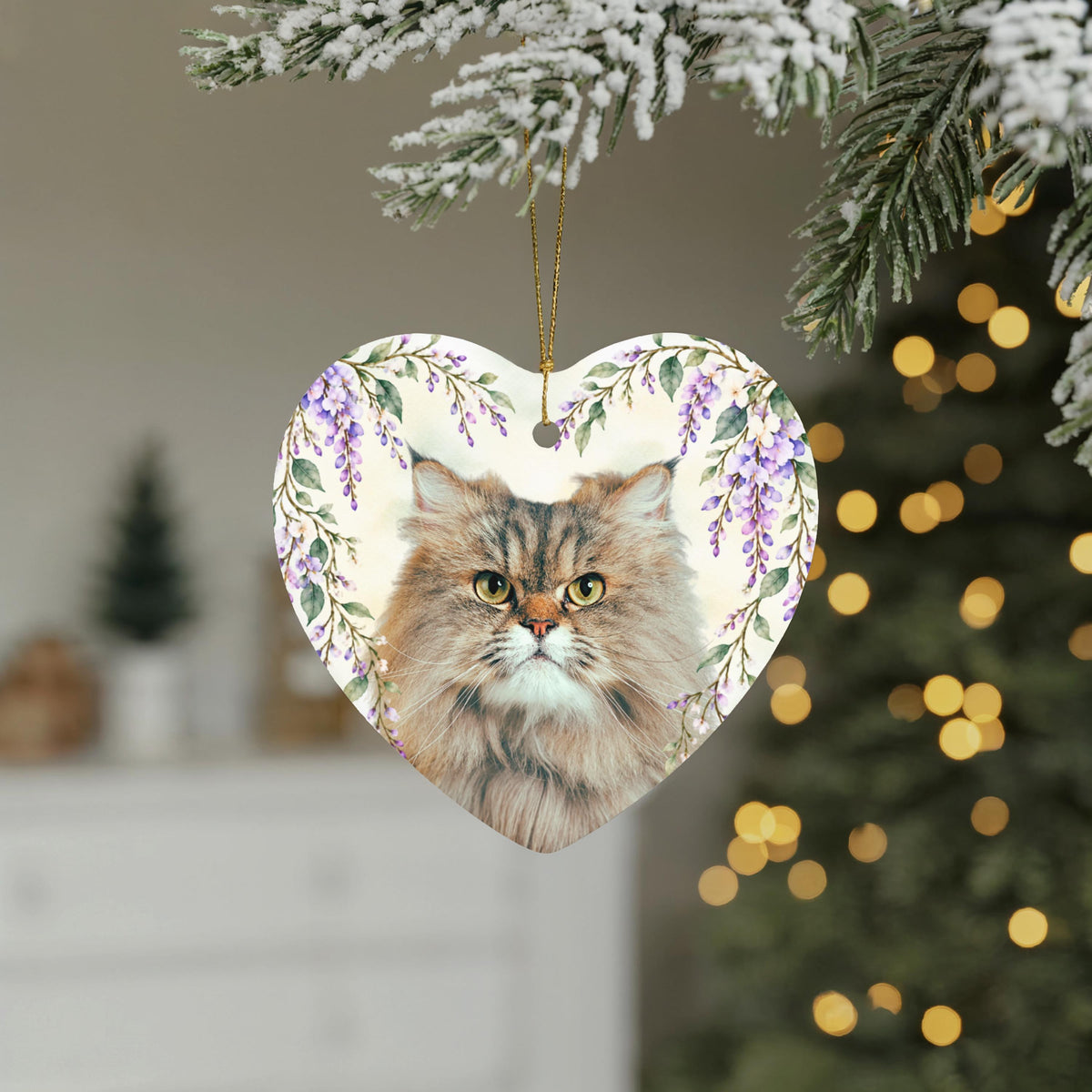 Floral Pet Photo Heart Ornament