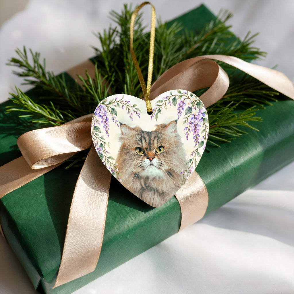 Floral Pet Photo Heart Ornament