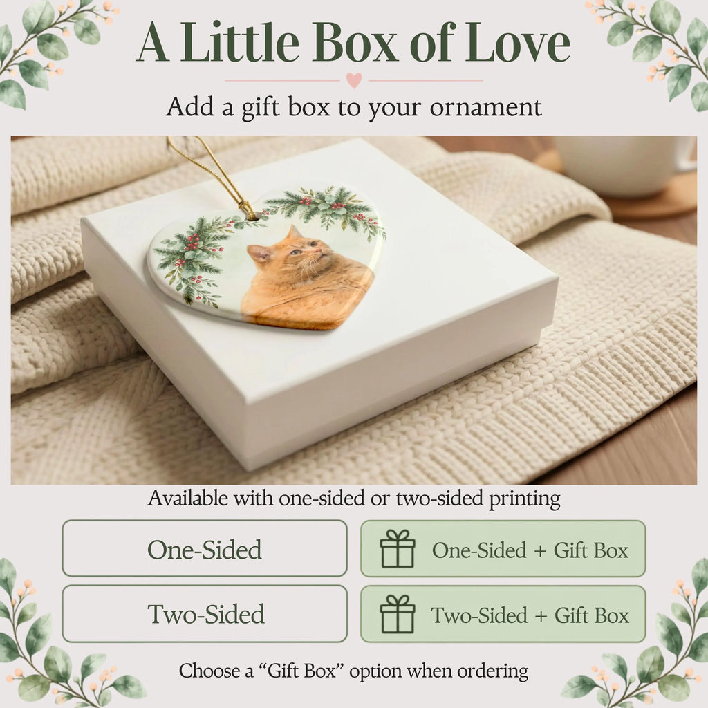 Custom Pet Holiday Heart Photo Ornament