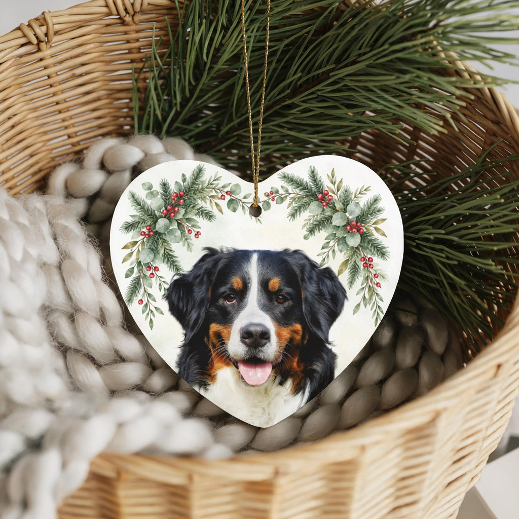 Custom Pet Holiday Heart Photo Ornament