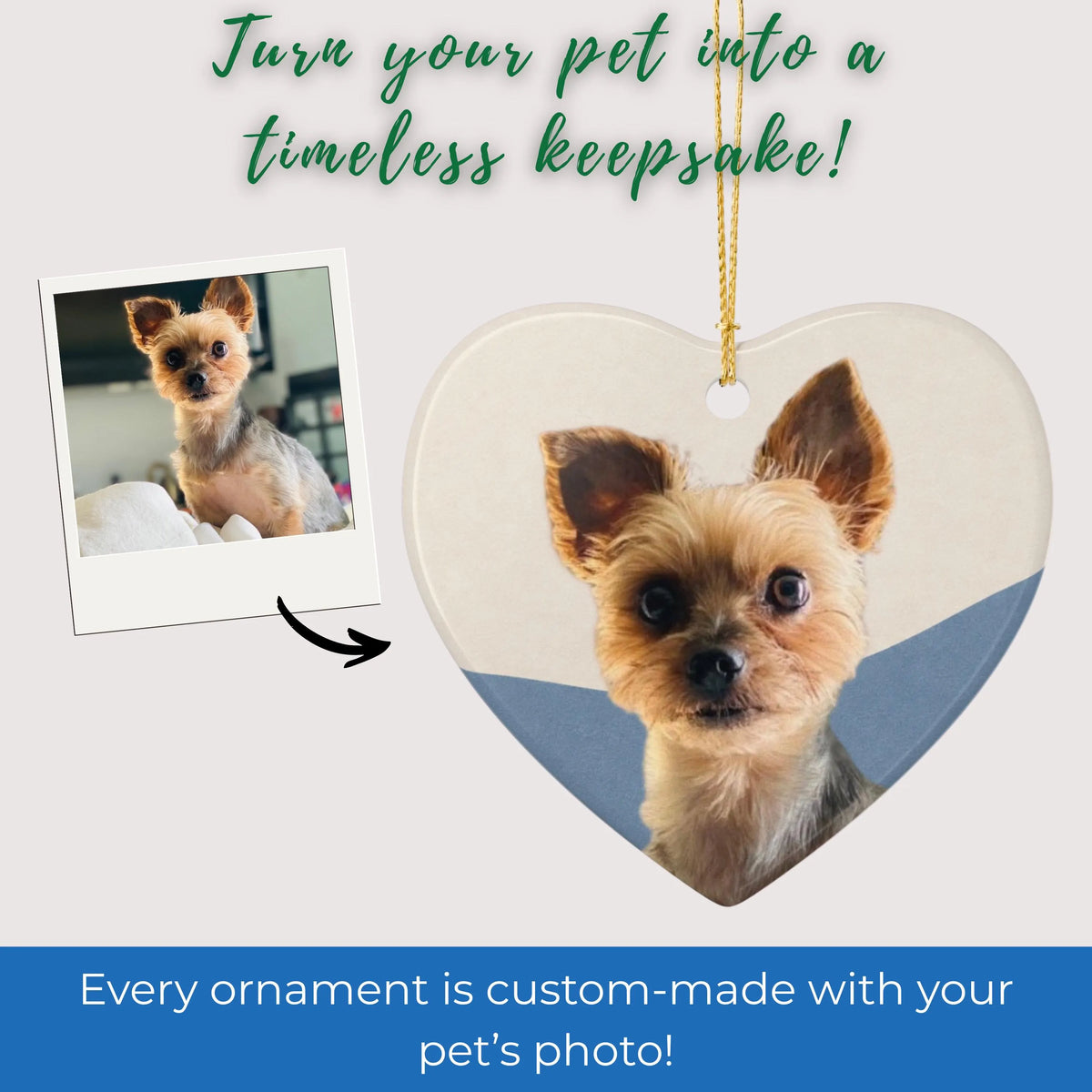 Minimal Pet Photo Heart w/Back Personalization