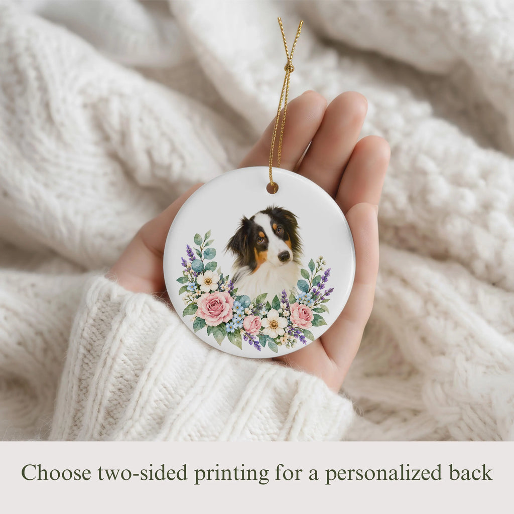 Floral Custom Cat Photo Ornament