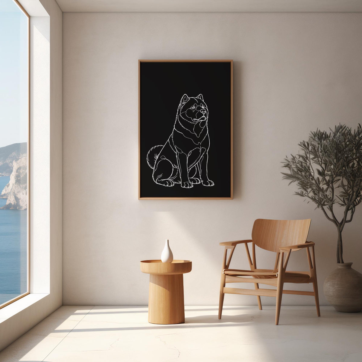 Akita Line Minimalist Art Poster