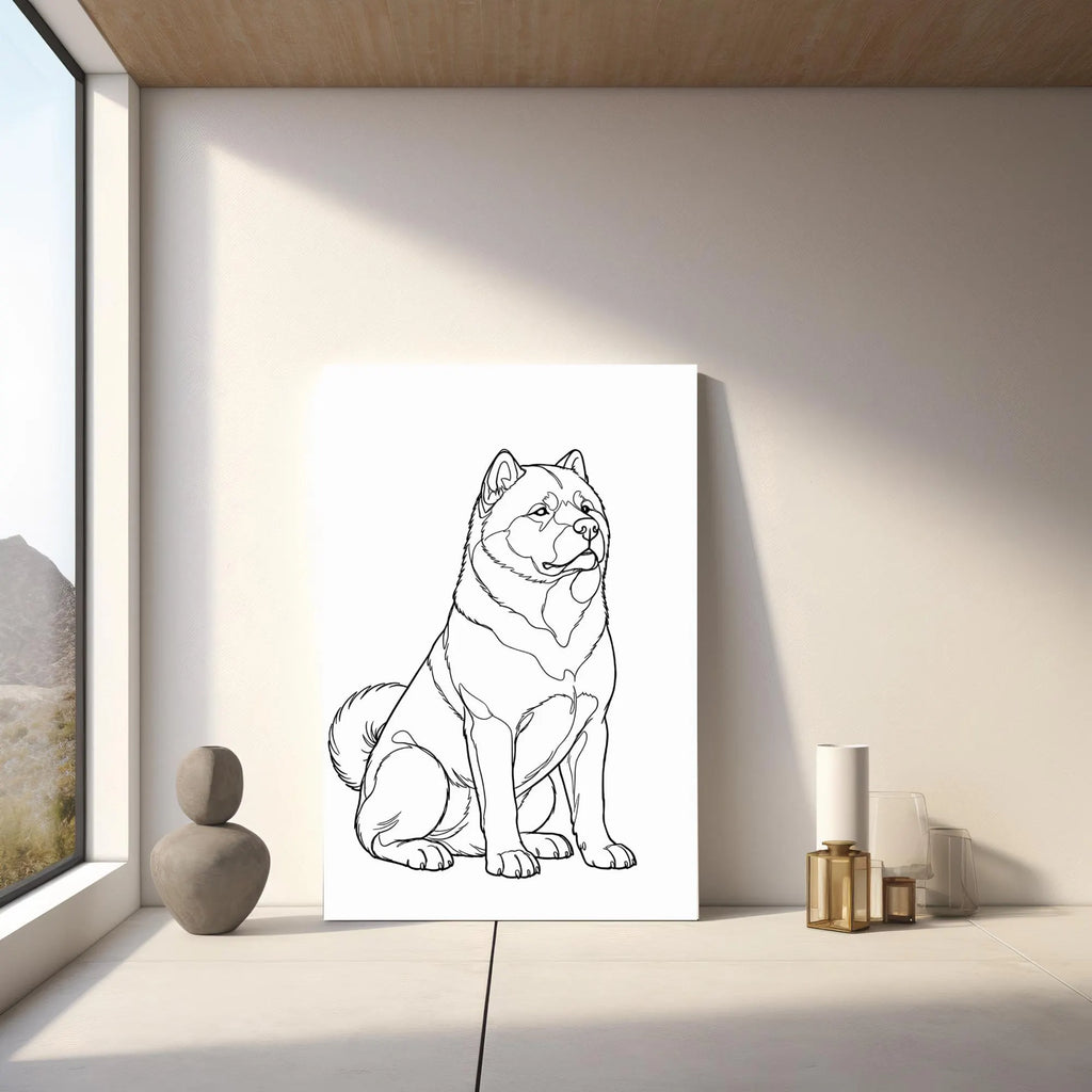 Akita Line Art Poster White