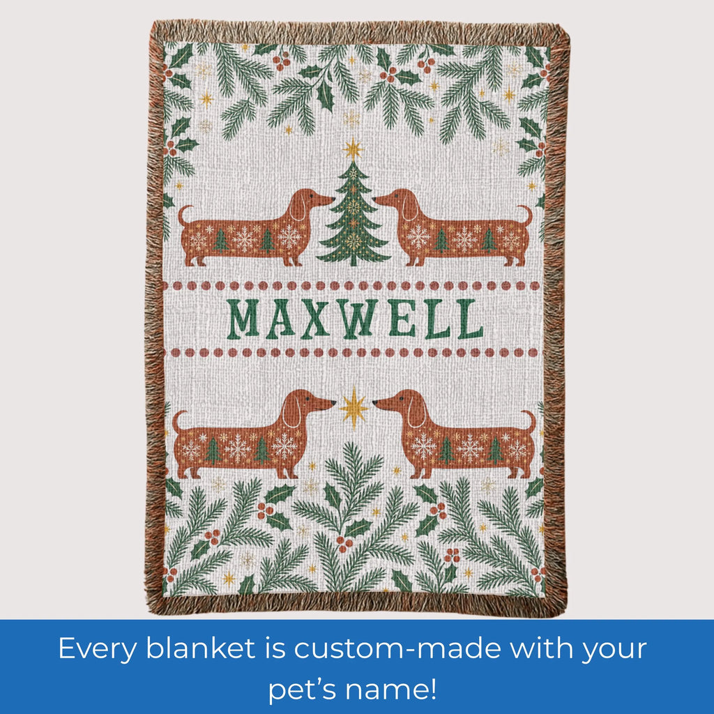 Dachshund Christmas Woven Blanket