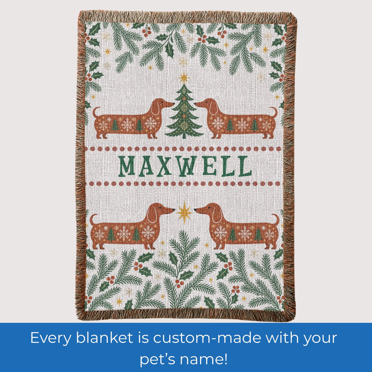 Dachshund Christmas Woven Blanket