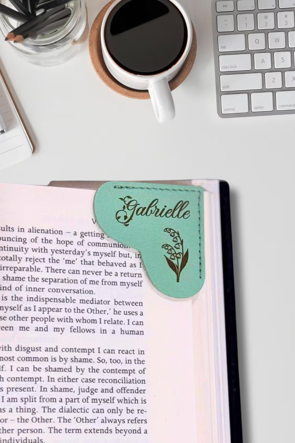 Leather Birth Flower Corner Bookmark
