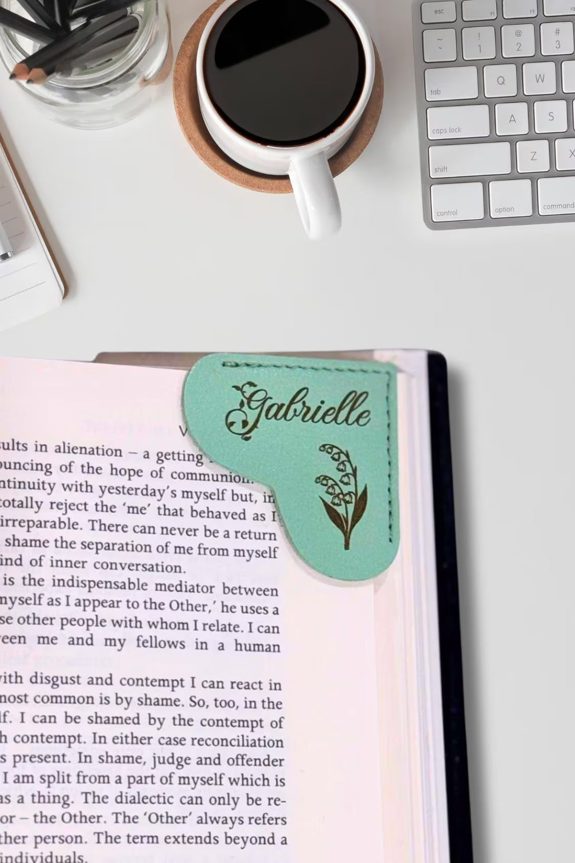 Leather Birth Flower Corner Bookmark