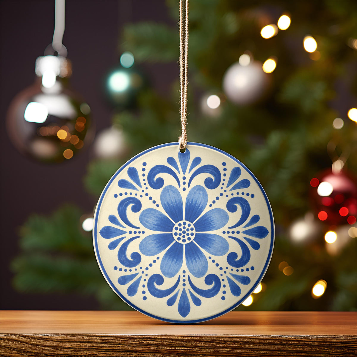 Talavera Style Christmas Ornament