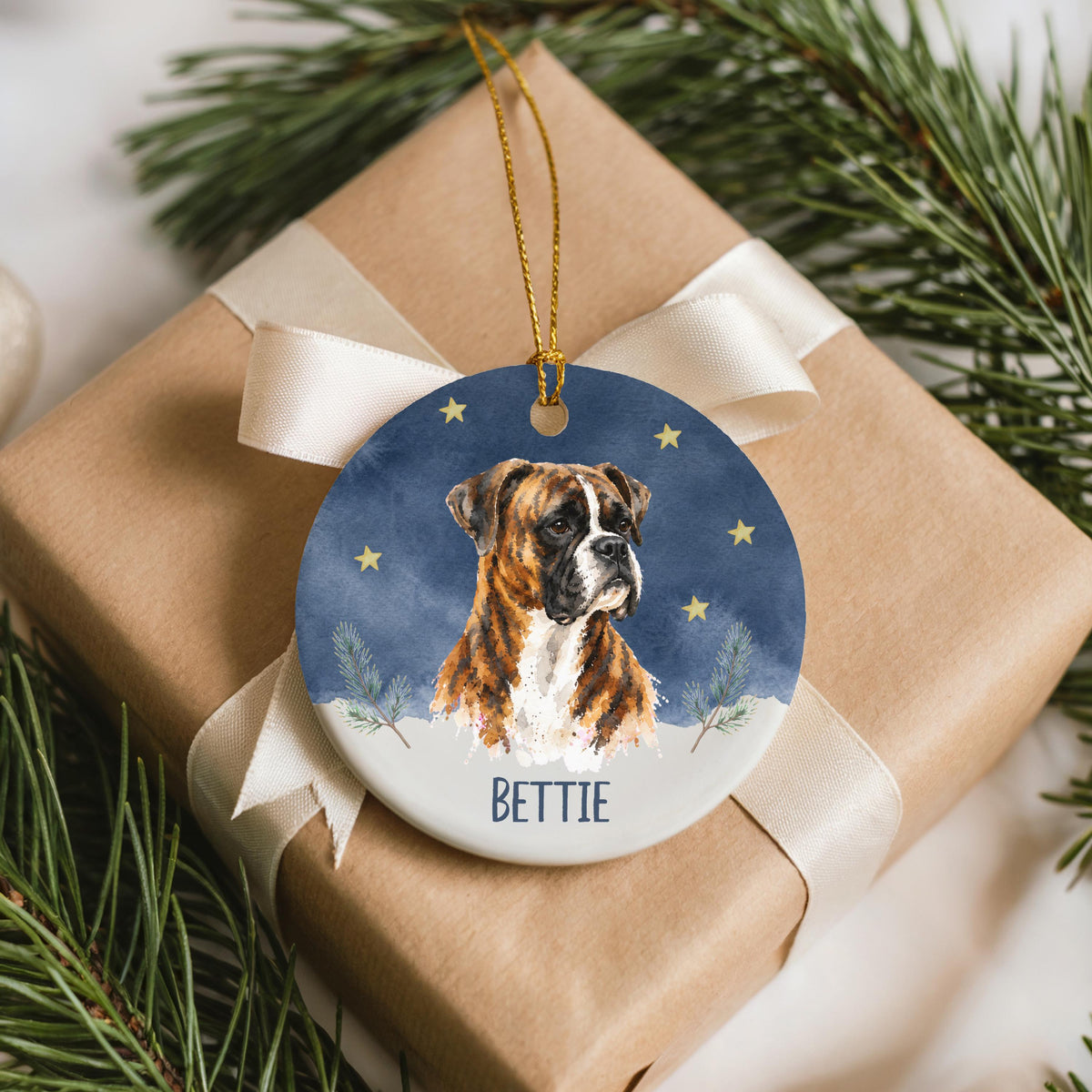 Boxer 2 Sided Memorial Ornament