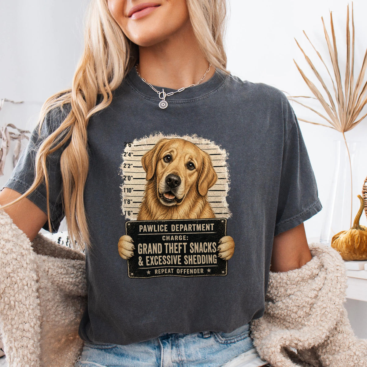 Funny Golden Retriever "Pawlice" Shirt