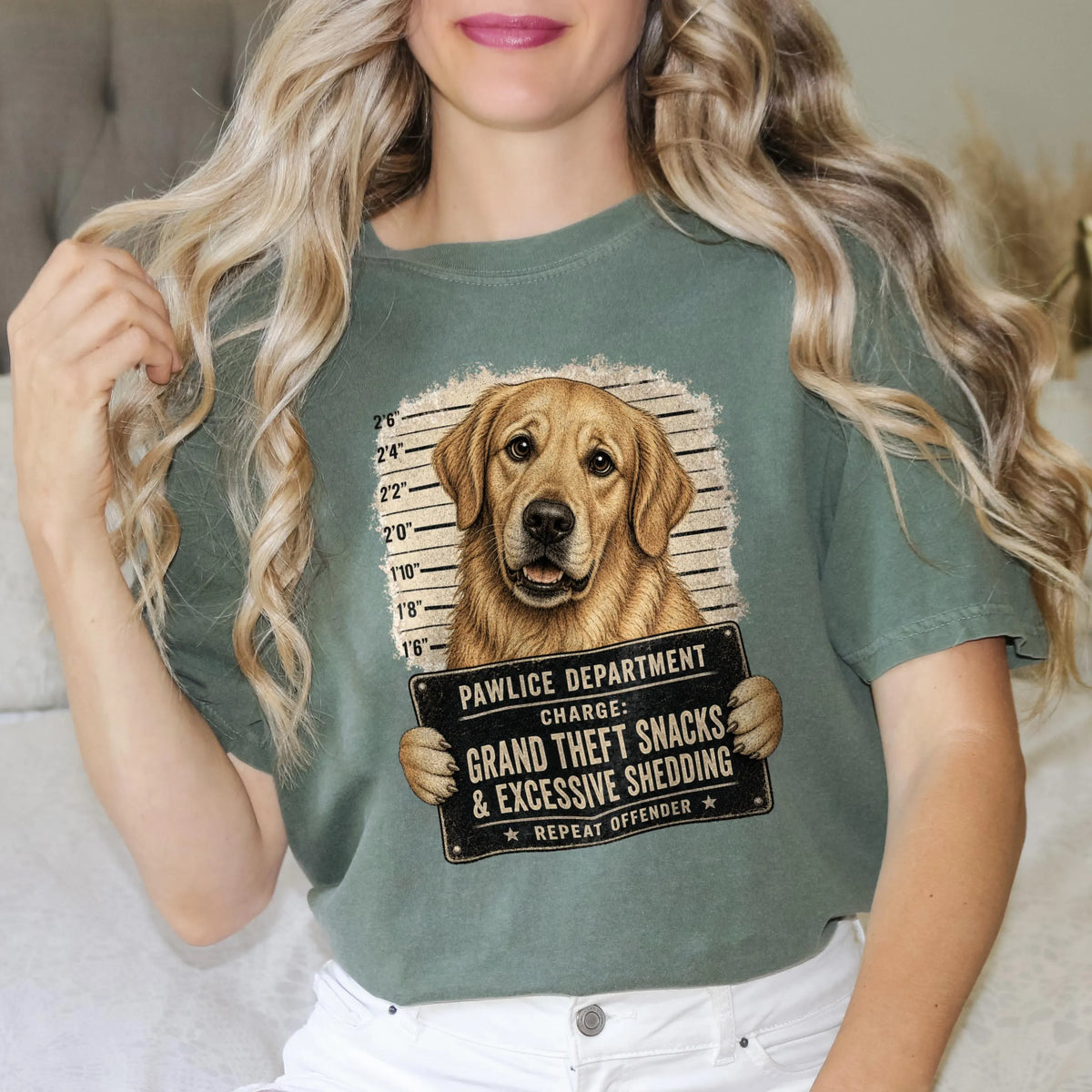 Funny Golden Retriever "Pawlice" Shirt