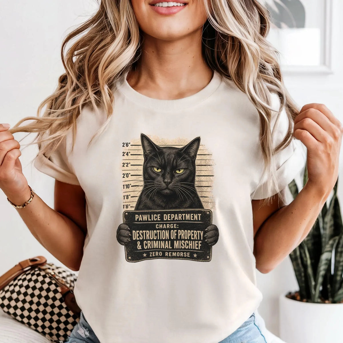 Funny Black Cat Mugshot Shirt