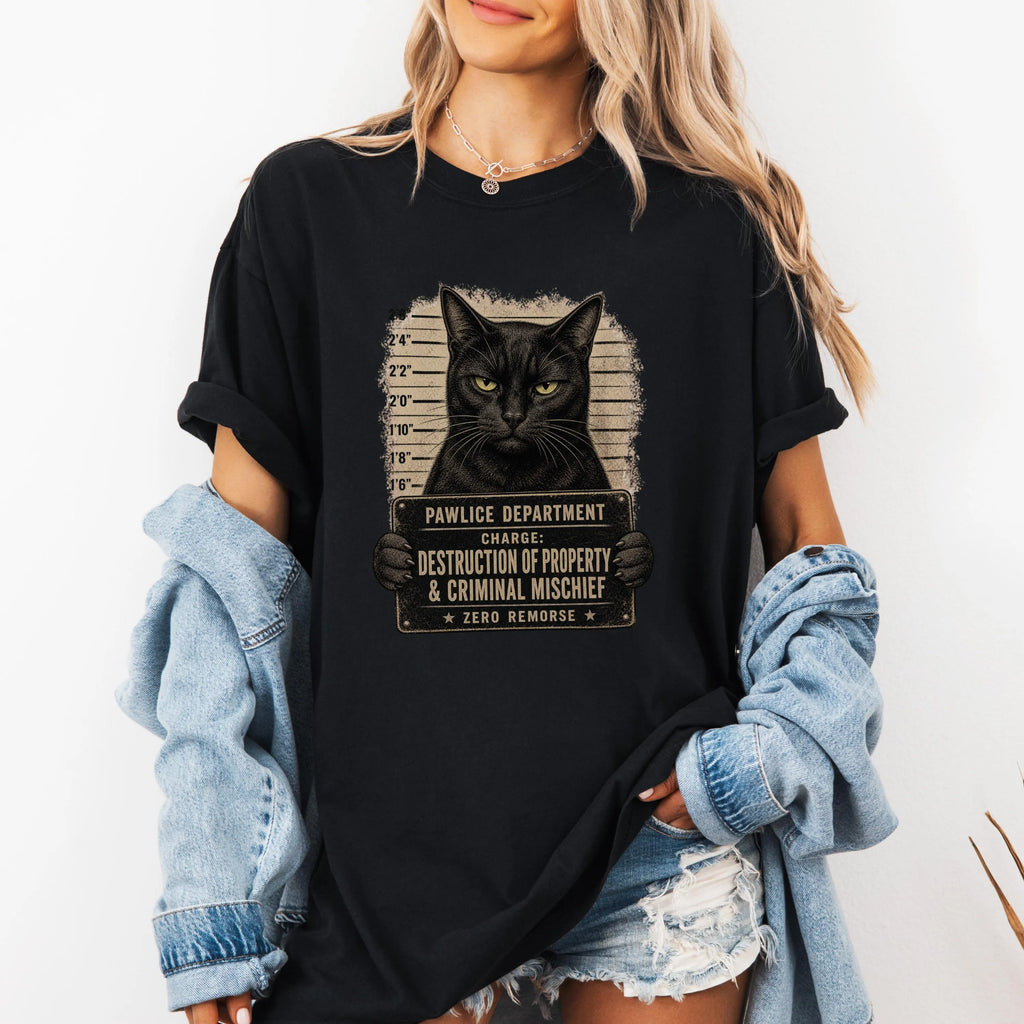 Funny Black Cat Mugshot Shirt