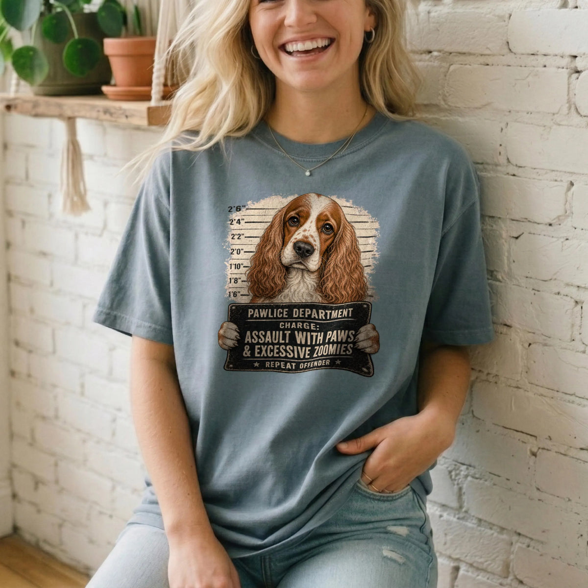 Funny Cocker Spaniel Mugshot Shirt