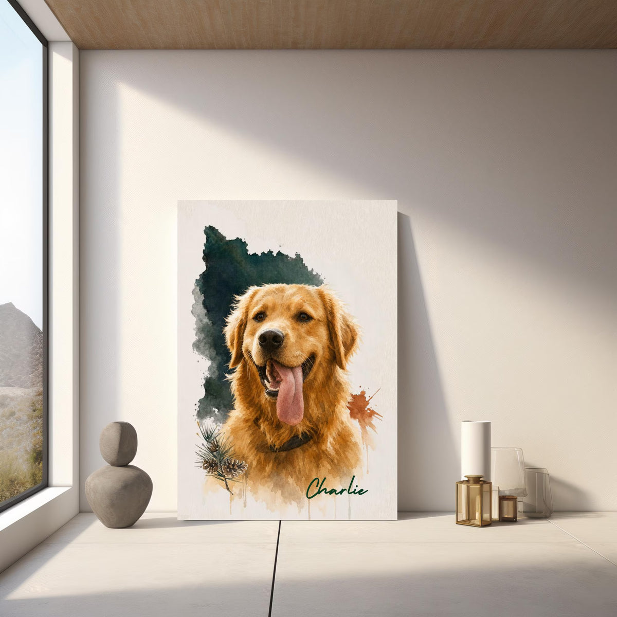 Custom Watercolor Pet Portrait with Name