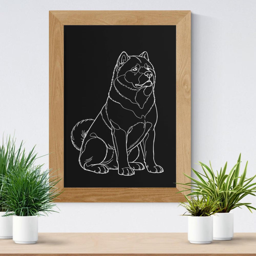 Akita Line Minimalist Art Poster