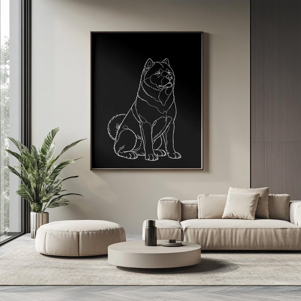 Akita Line Minimalist Art Poster