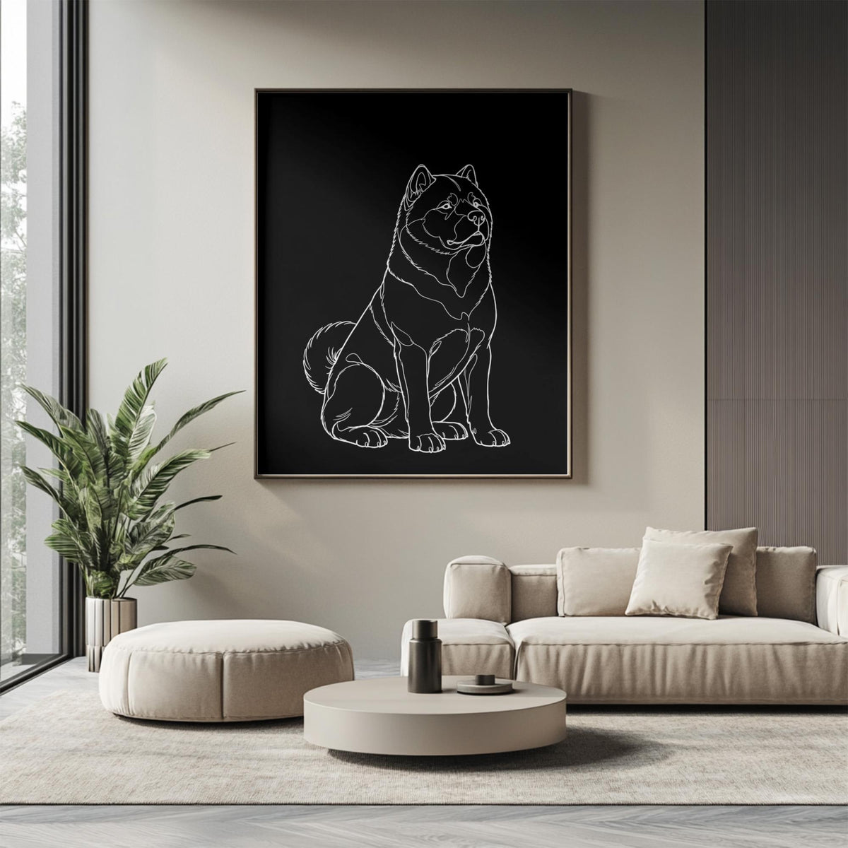 Akita Line Minimalist Art Poster