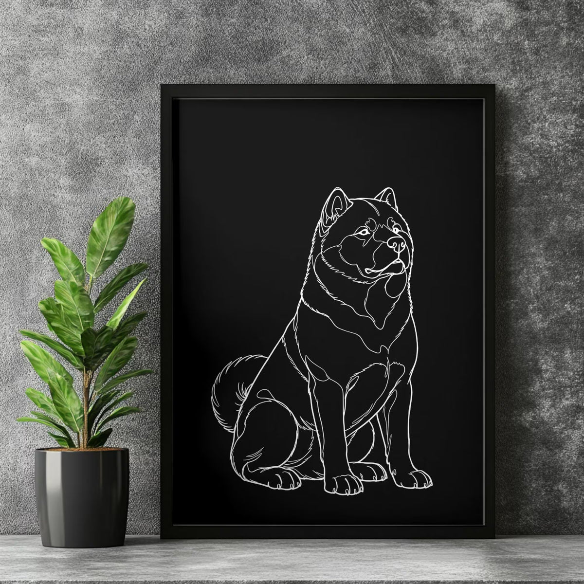 Akita Line Minimalist Art Poster