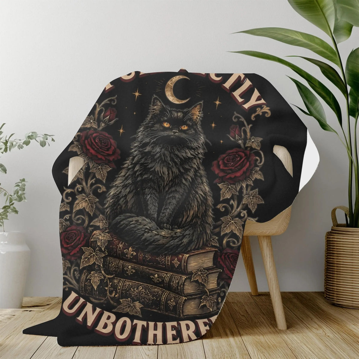 "Purrfectly Unbothered" Black Cat Blanket