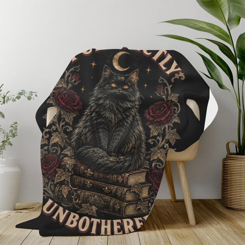 "Purrfectly Unbothered" Black Cat Blanket