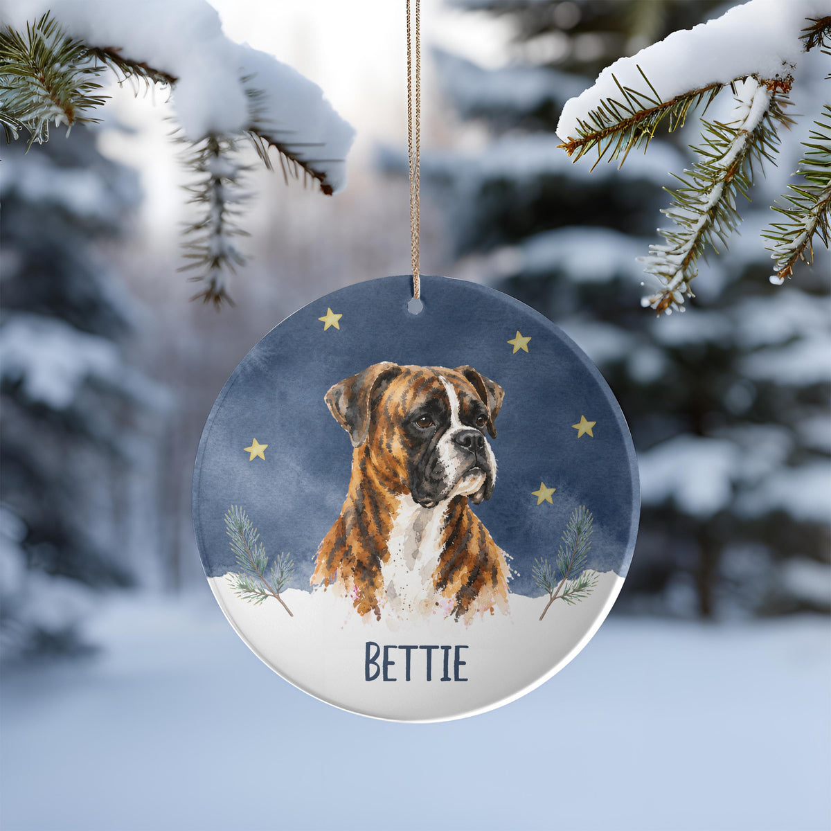 Boxer 2 Sided Memorial Ornament