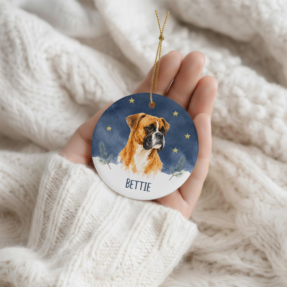 Boxer 2 Sided Memorial Ornament