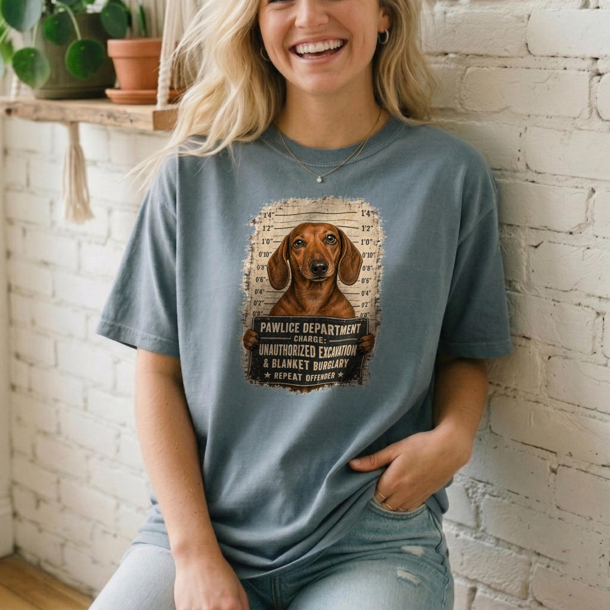 Funny Dachshund Mugshot Shirt