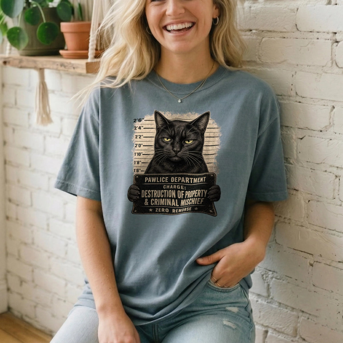 Funny Black Cat Mugshot Shirt