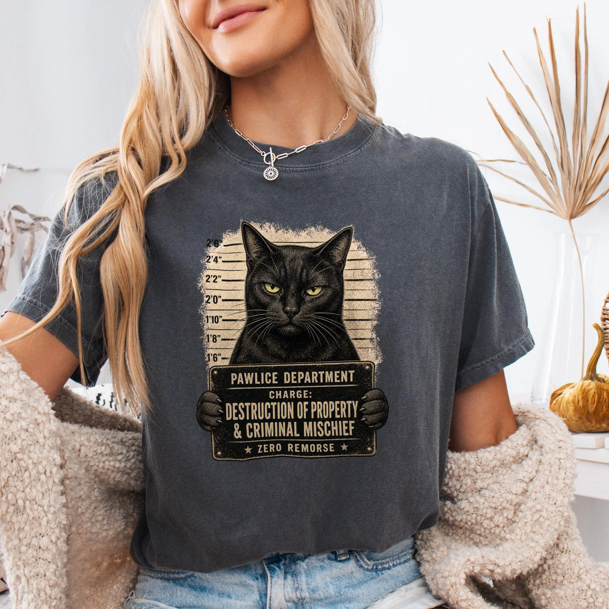 Funny Black Cat Mugshot Shirt