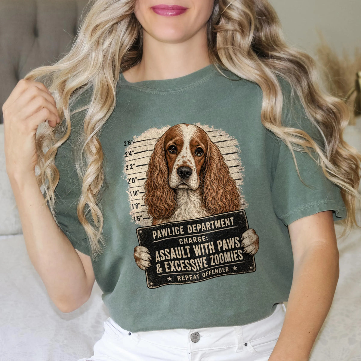 Funny Cocker Spaniel Mugshot Shirt