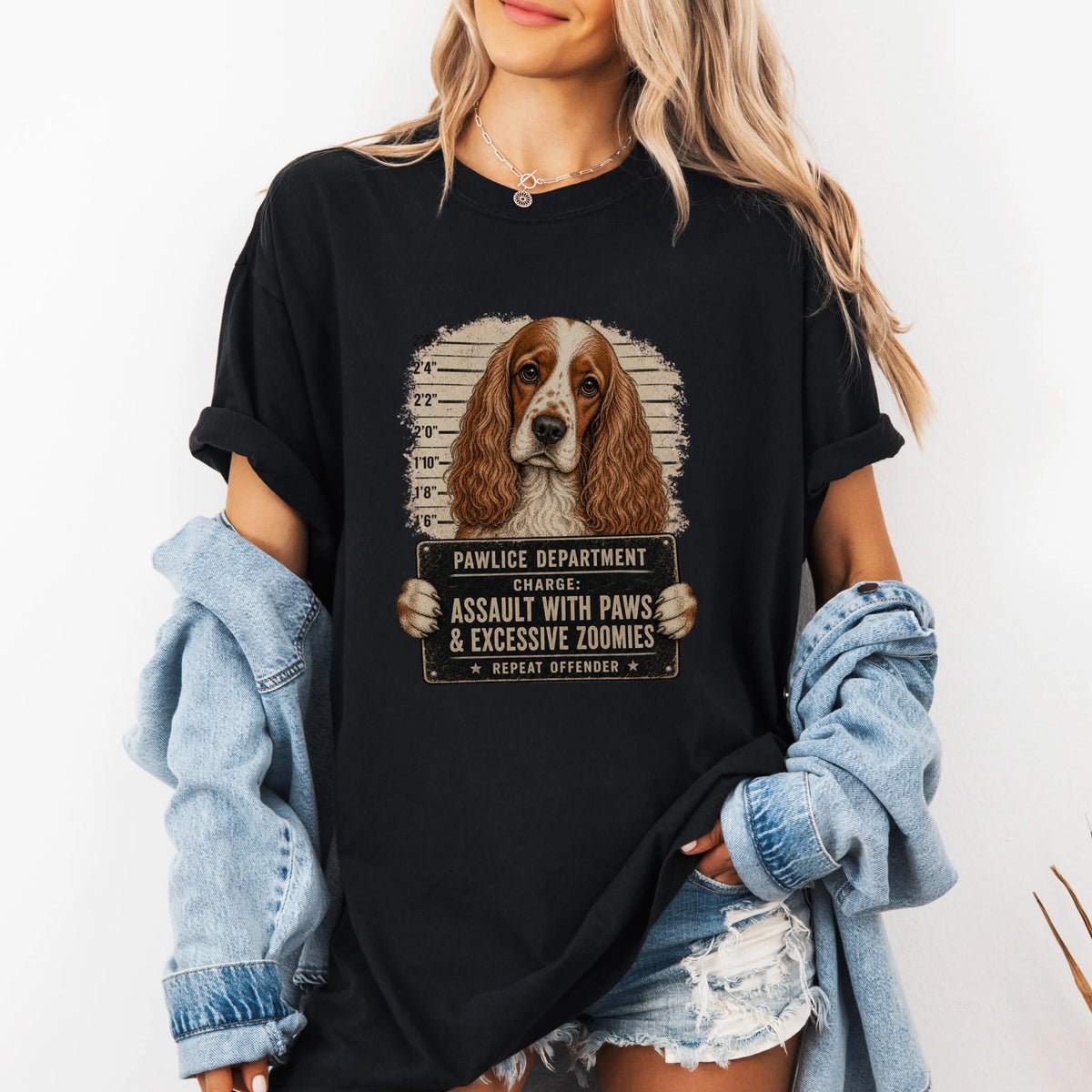 Funny Cocker Spaniel Mugshot Shirt
