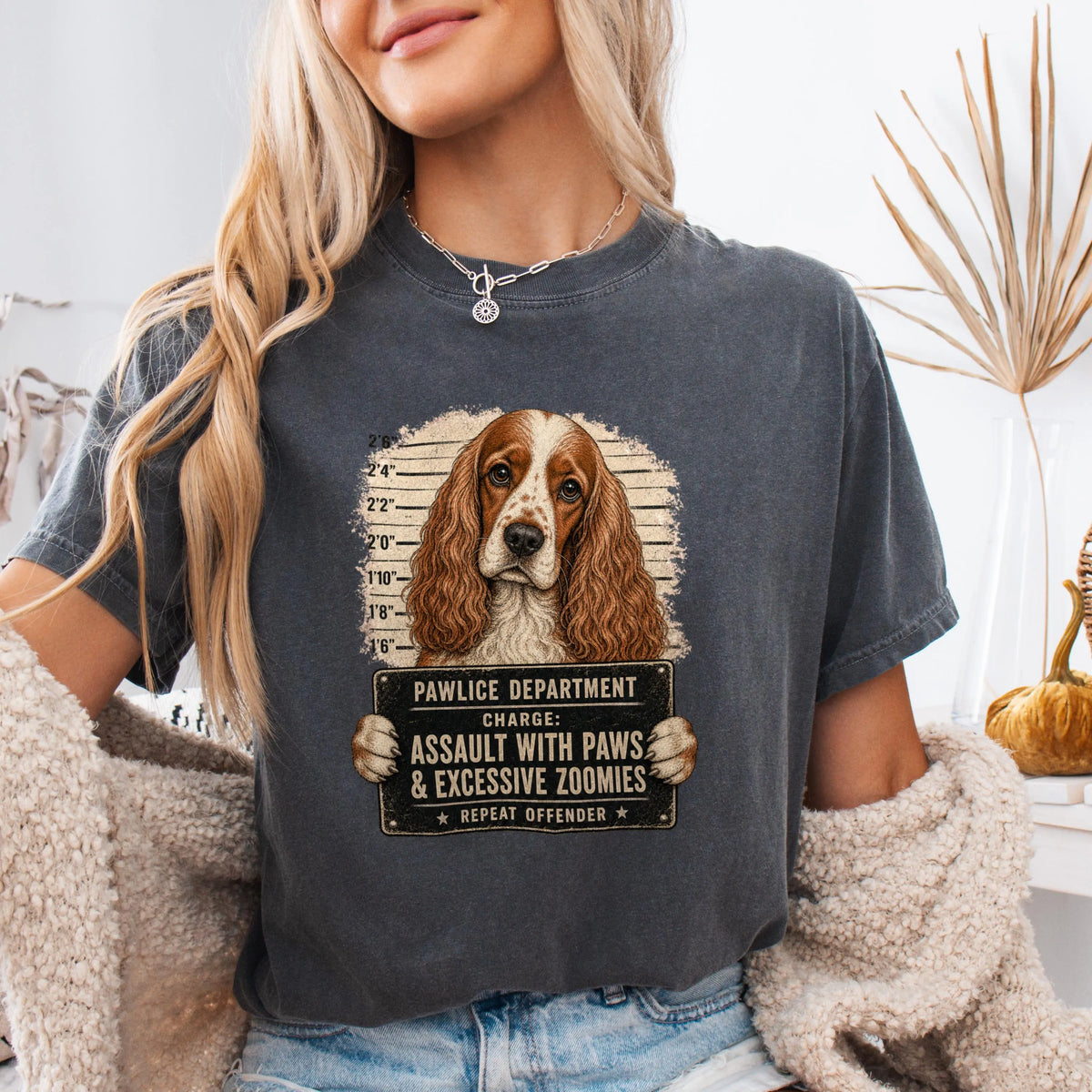 Funny Cocker Spaniel Mugshot Shirt